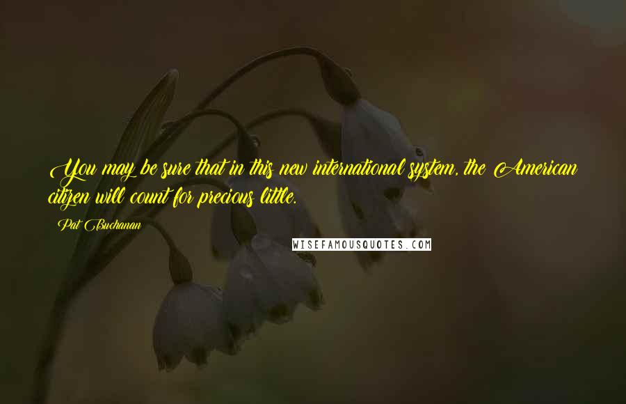Pat Buchanan Quotes: You may be sure that in this new international system, the American citizen will count for precious little.