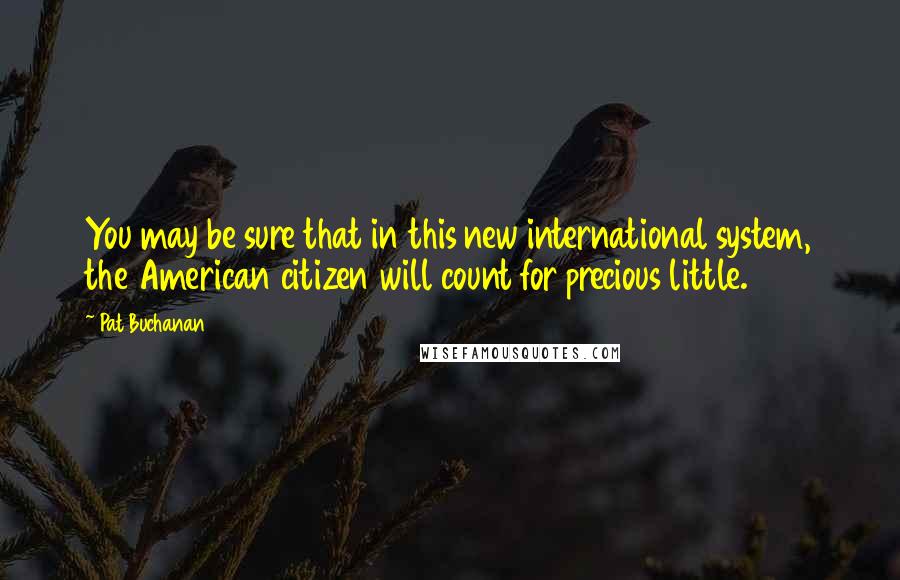 Pat Buchanan Quotes: You may be sure that in this new international system, the American citizen will count for precious little.