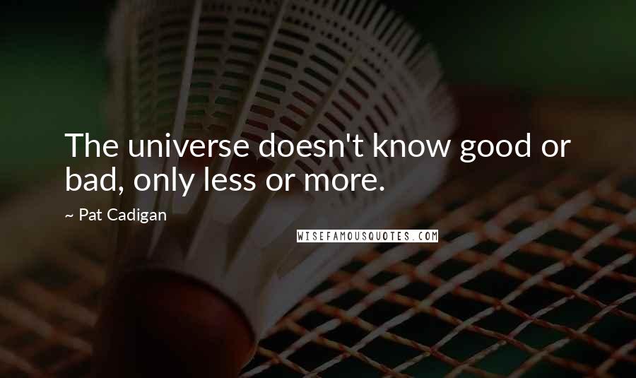 Pat Cadigan Quotes: The universe doesn't know good or bad, only less or more.