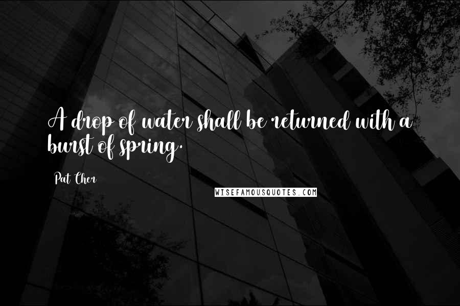 Pat Cher Quotes: A drop of water shall be returned with a burst of spring.