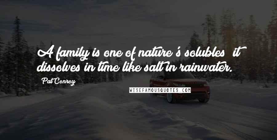 Pat Conroy Quotes: A family is one of nature's solubles; it dissolves in time like salt in rainwater.