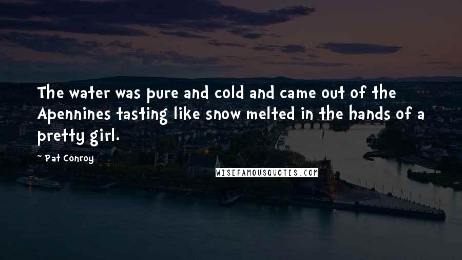 Pat Conroy Quotes: The water was pure and cold and came out of the Apennines tasting like snow melted in the hands of a pretty girl.