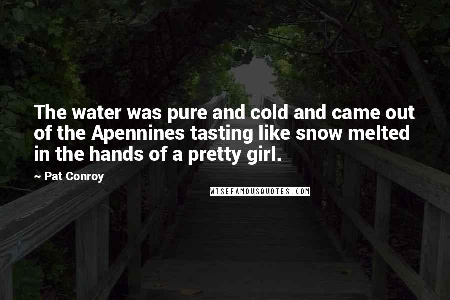 Pat Conroy Quotes: The water was pure and cold and came out of the Apennines tasting like snow melted in the hands of a pretty girl.