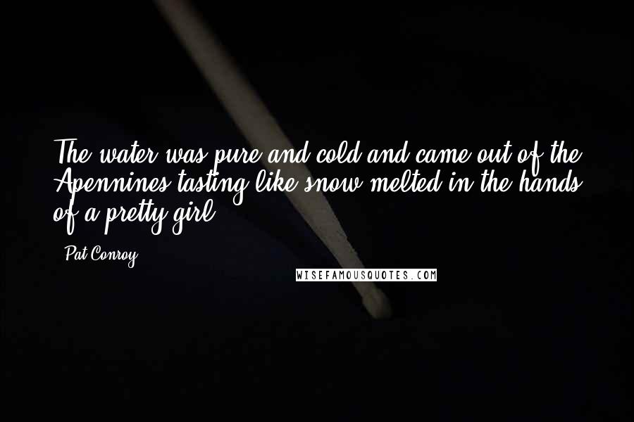 Pat Conroy Quotes: The water was pure and cold and came out of the Apennines tasting like snow melted in the hands of a pretty girl.