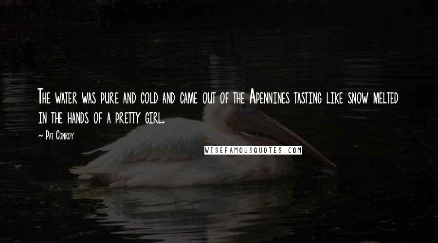 Pat Conroy Quotes: The water was pure and cold and came out of the Apennines tasting like snow melted in the hands of a pretty girl.