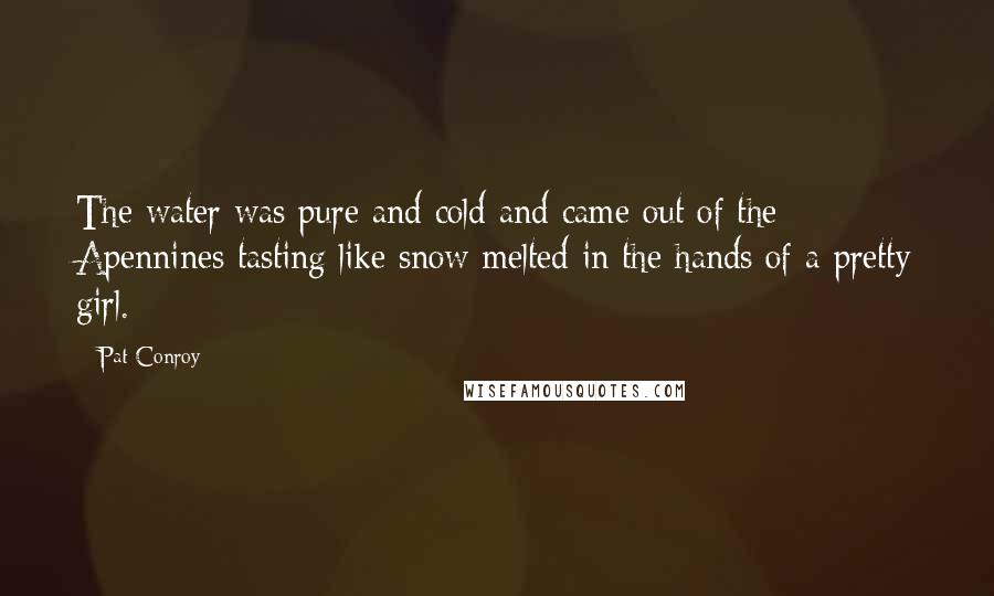 Pat Conroy Quotes: The water was pure and cold and came out of the Apennines tasting like snow melted in the hands of a pretty girl.