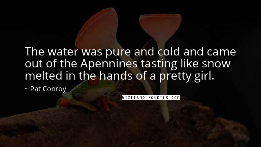 Pat Conroy Quotes: The water was pure and cold and came out of the Apennines tasting like snow melted in the hands of a pretty girl.