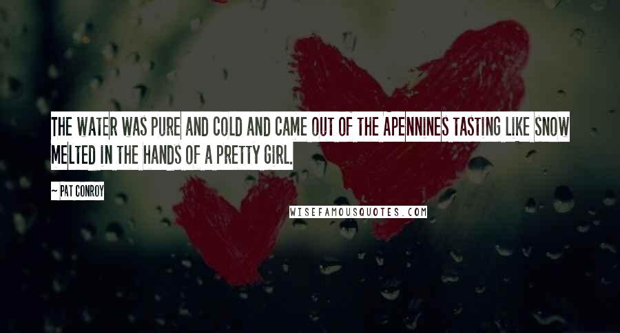 Pat Conroy Quotes: The water was pure and cold and came out of the Apennines tasting like snow melted in the hands of a pretty girl.