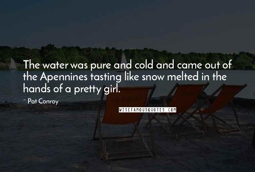 Pat Conroy Quotes: The water was pure and cold and came out of the Apennines tasting like snow melted in the hands of a pretty girl.
