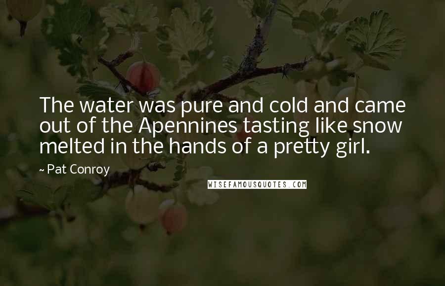 Pat Conroy Quotes: The water was pure and cold and came out of the Apennines tasting like snow melted in the hands of a pretty girl.