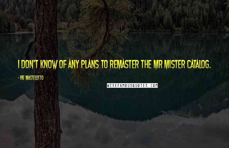 Pat Mastelotto Quotes: I don't know of any plans to remaster the Mr Mister catalog.