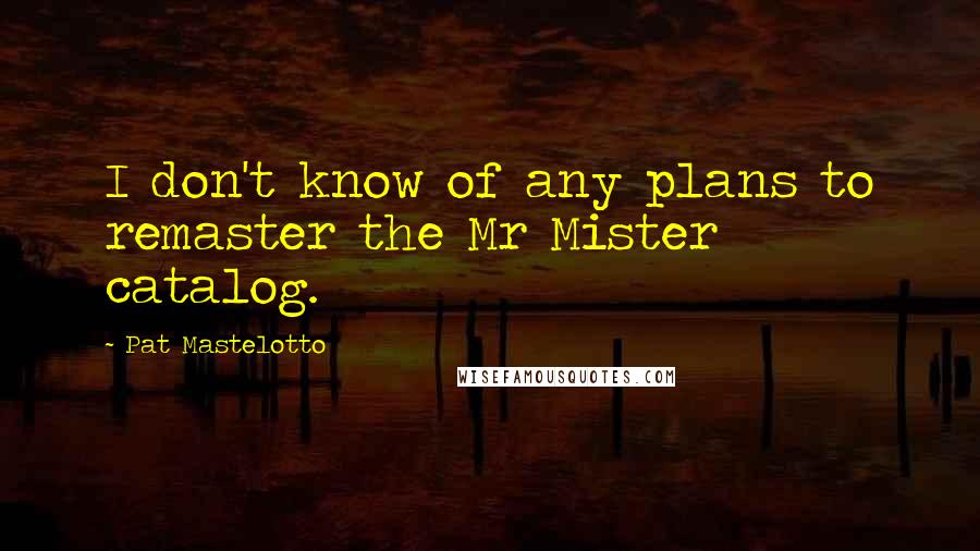 Pat Mastelotto Quotes: I don't know of any plans to remaster the Mr Mister catalog.