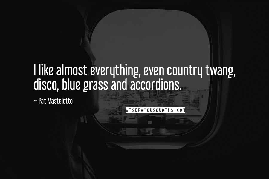 Pat Mastelotto Quotes: I like almost everything, even country twang, disco, blue grass and accordions.