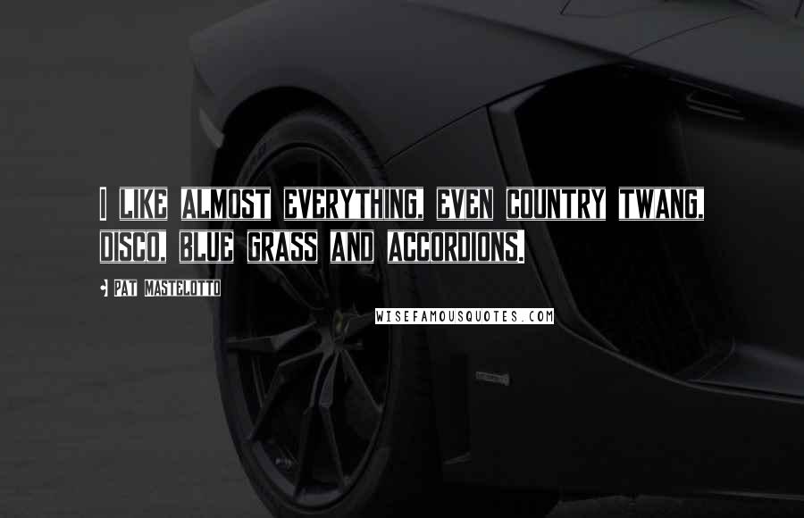 Pat Mastelotto Quotes: I like almost everything, even country twang, disco, blue grass and accordions.