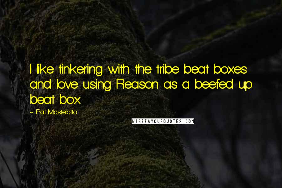 Pat Mastelotto Quotes: I like tinkering with the tribe beat boxes and love using Reason as a beefed up beat box.