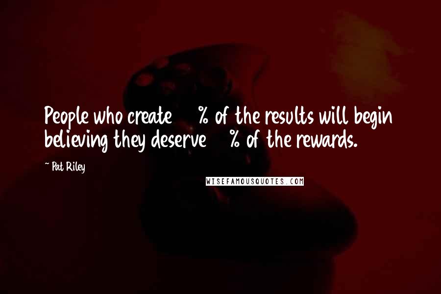 Pat Riley Quotes: People who create 20% of the results will begin believing they deserve 80% of the rewards.