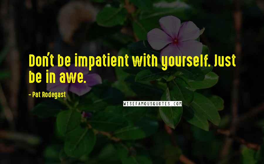 Pat Rodegast Quotes: Don't be impatient with yourself. Just be in awe.