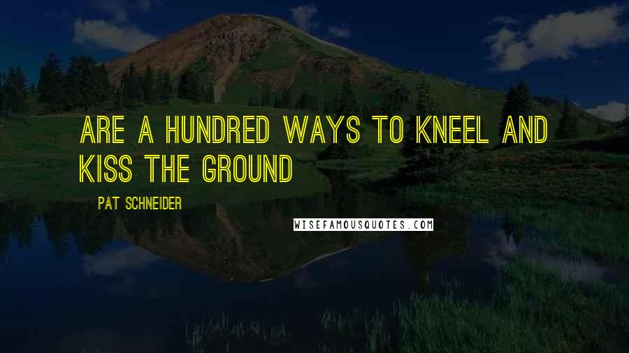 Pat Schneider Quotes: Are a hundred ways to kneel and kiss the ground