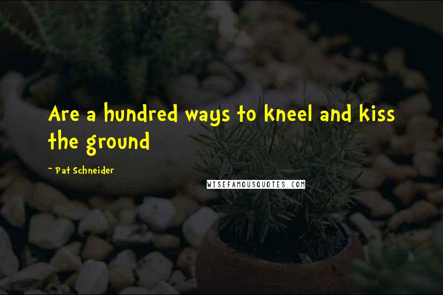 Pat Schneider Quotes: Are a hundred ways to kneel and kiss the ground