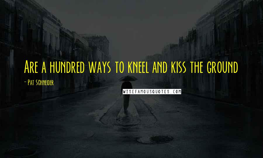 Pat Schneider Quotes: Are a hundred ways to kneel and kiss the ground