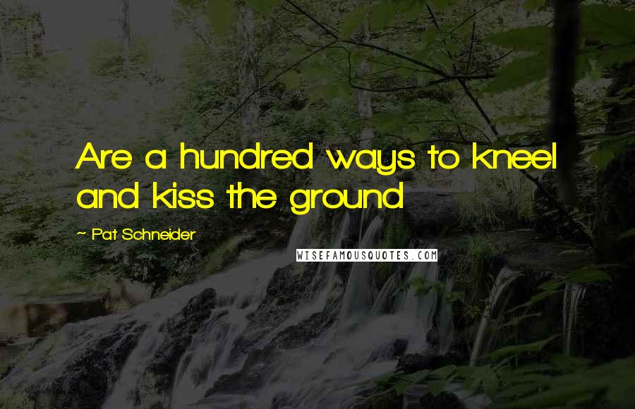 Pat Schneider Quotes: Are a hundred ways to kneel and kiss the ground