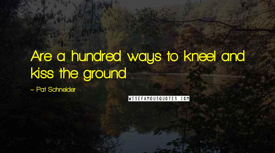 Pat Schneider Quotes: Are a hundred ways to kneel and kiss the ground