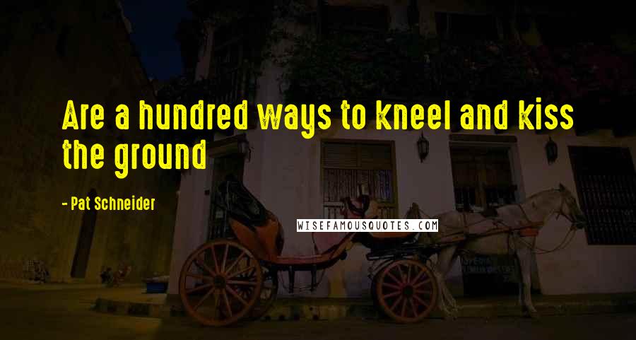 Pat Schneider Quotes: Are a hundred ways to kneel and kiss the ground