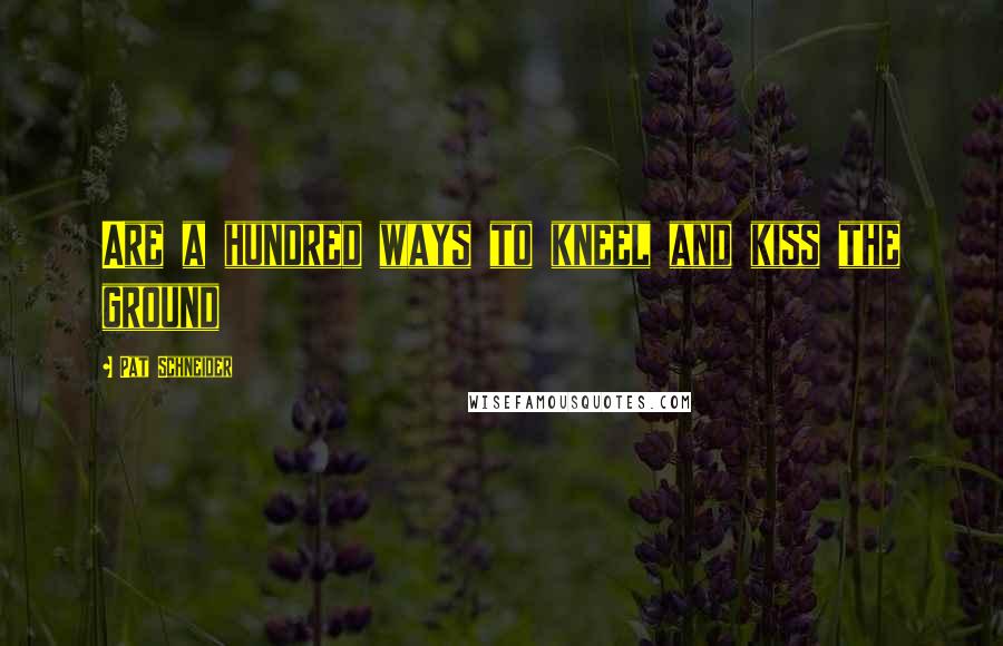 Pat Schneider Quotes: Are a hundred ways to kneel and kiss the ground