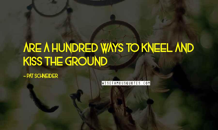 Pat Schneider Quotes: Are a hundred ways to kneel and kiss the ground