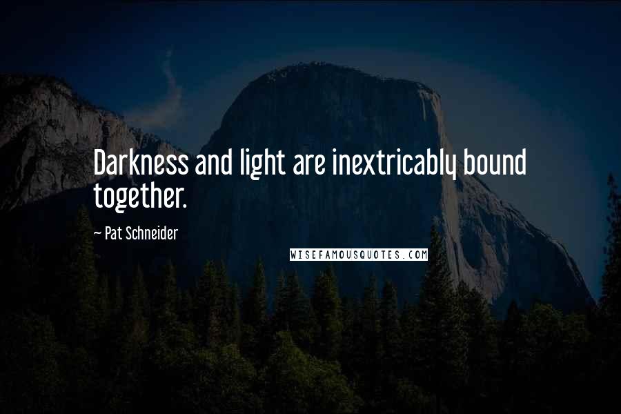 Pat Schneider Quotes: Darkness and light are inextricably bound together.