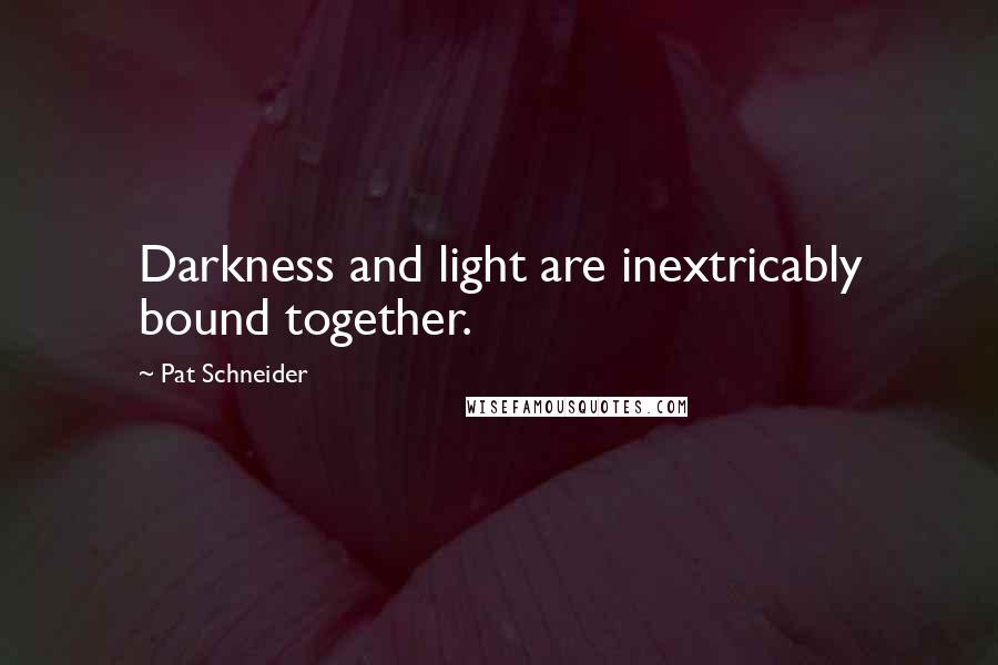 Pat Schneider Quotes: Darkness and light are inextricably bound together.