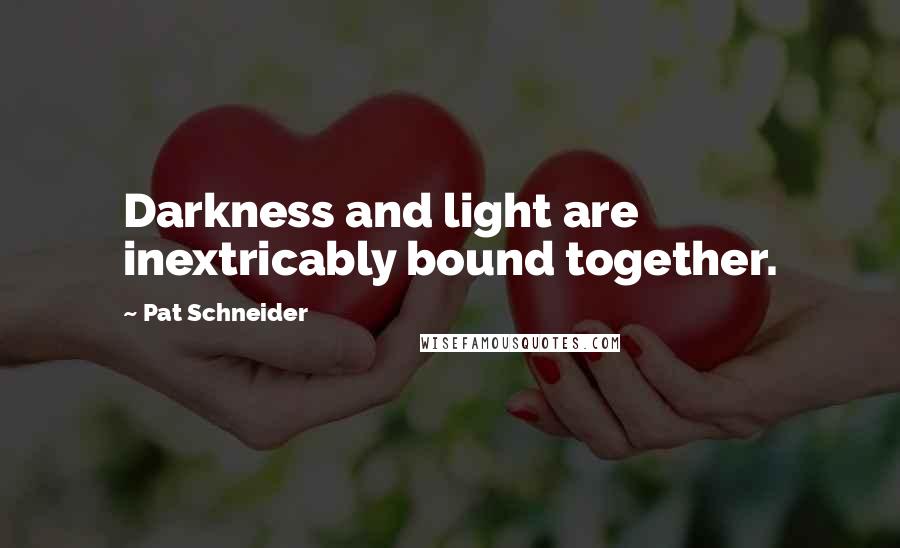 Pat Schneider Quotes: Darkness and light are inextricably bound together.