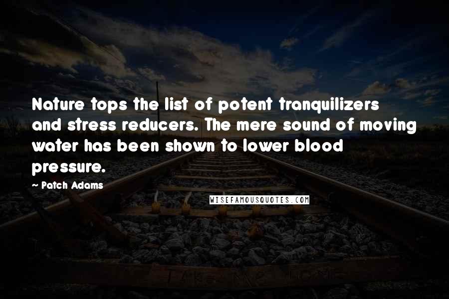 Patch Adams Quotes: Nature tops the list of potent tranquilizers and stress reducers. The mere sound of moving water has been shown to lower blood pressure.