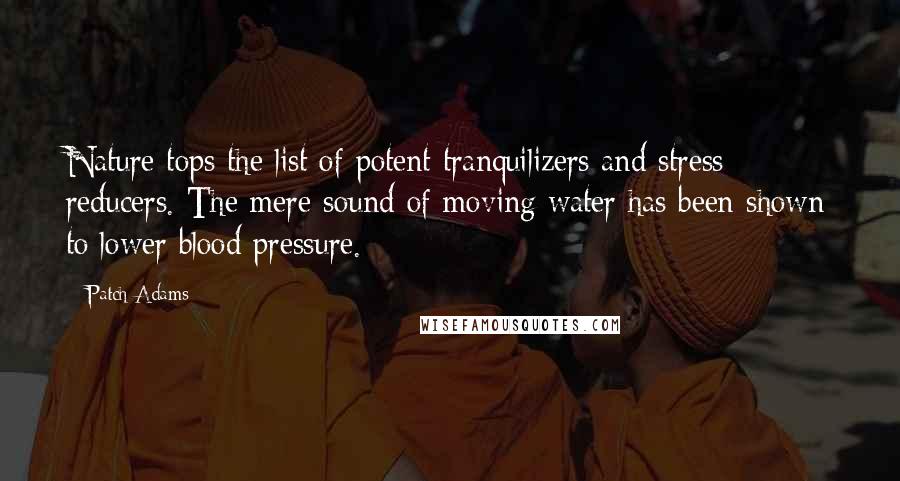 Patch Adams Quotes: Nature tops the list of potent tranquilizers and stress reducers. The mere sound of moving water has been shown to lower blood pressure.