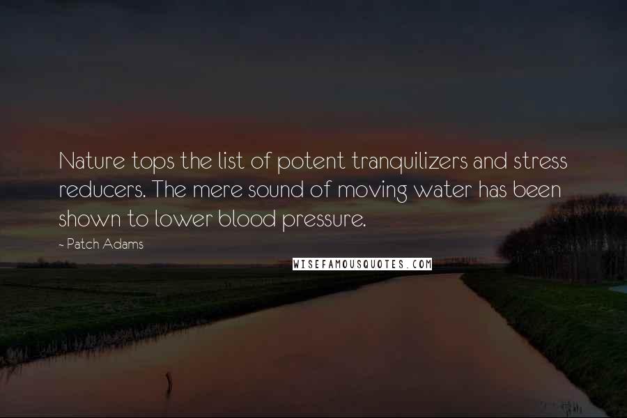 Patch Adams Quotes: Nature tops the list of potent tranquilizers and stress reducers. The mere sound of moving water has been shown to lower blood pressure.