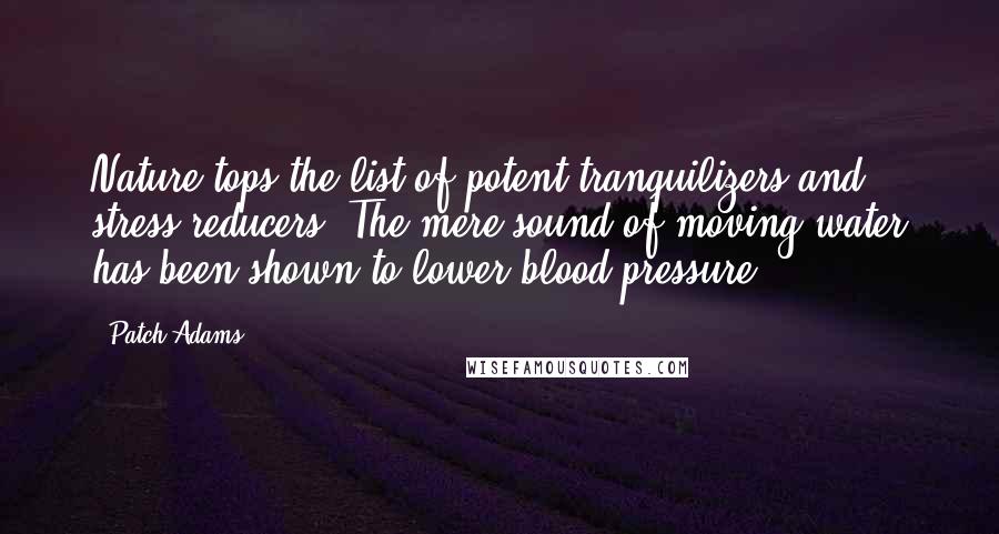 Patch Adams Quotes: Nature tops the list of potent tranquilizers and stress reducers. The mere sound of moving water has been shown to lower blood pressure.