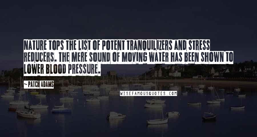 Patch Adams Quotes: Nature tops the list of potent tranquilizers and stress reducers. The mere sound of moving water has been shown to lower blood pressure.