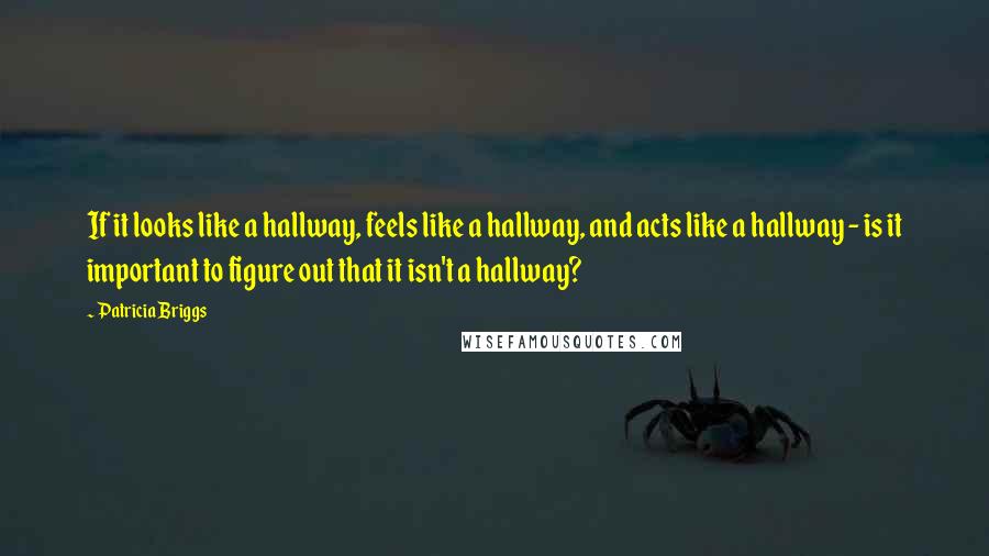 Patricia Briggs Quotes: If it looks like a hallway, feels like a hallway, and acts like a hallway - is it important to figure out that it isn't a hallway?