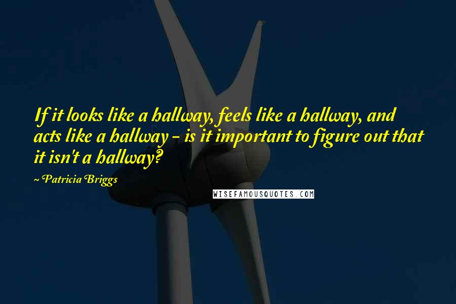 Patricia Briggs Quotes: If it looks like a hallway, feels like a hallway, and acts like a hallway - is it important to figure out that it isn't a hallway?