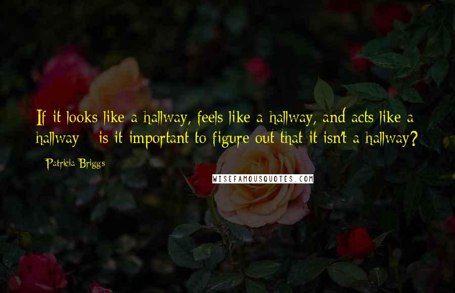 Patricia Briggs Quotes: If it looks like a hallway, feels like a hallway, and acts like a hallway - is it important to figure out that it isn't a hallway?