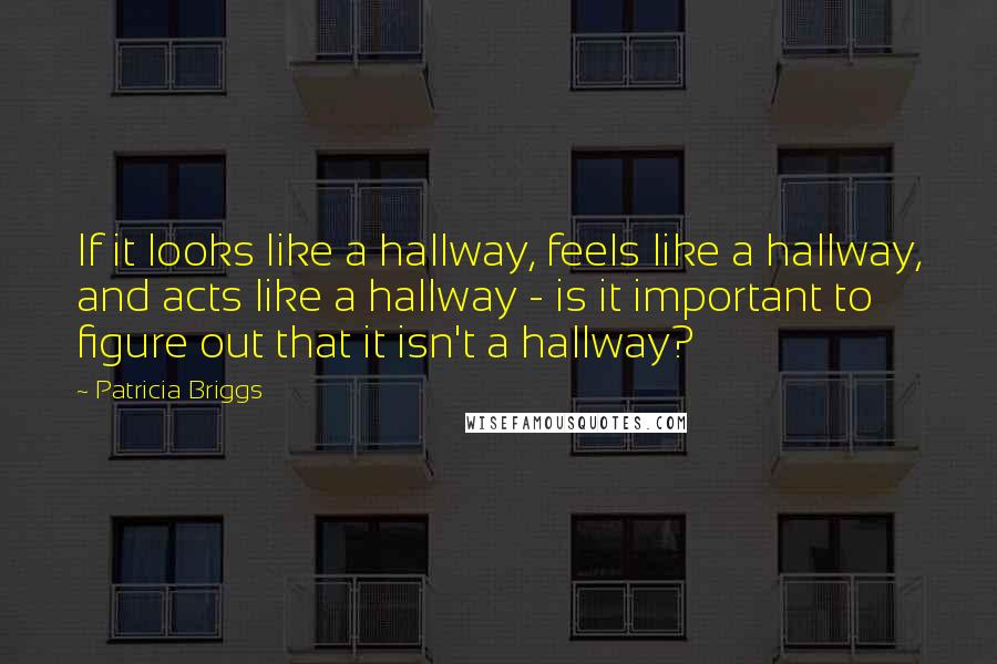 Patricia Briggs Quotes: If it looks like a hallway, feels like a hallway, and acts like a hallway - is it important to figure out that it isn't a hallway?