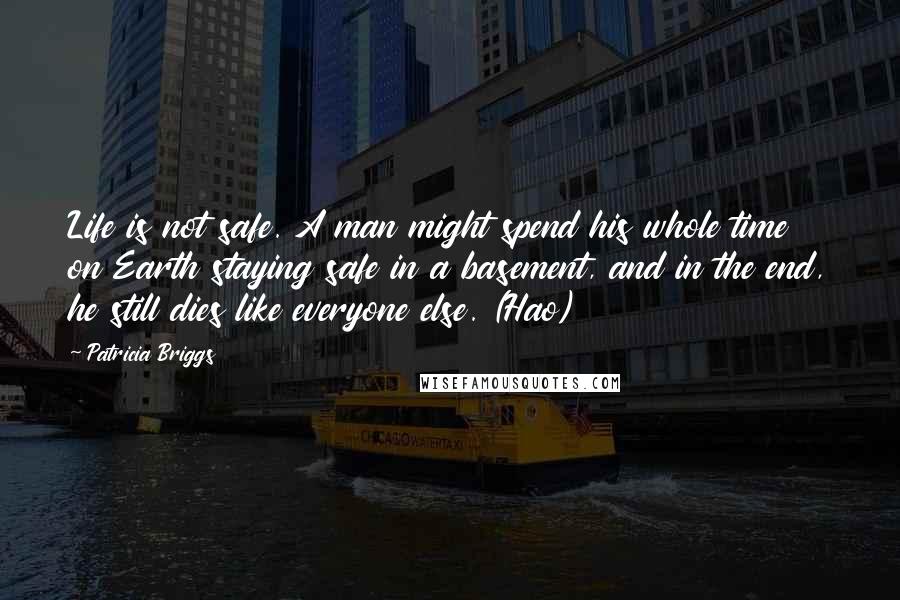 Patricia Briggs Quotes: Life is not safe. A man might spend his whole time on Earth staying safe in a basement, and in the end, he still dies like everyone else. (Hao)