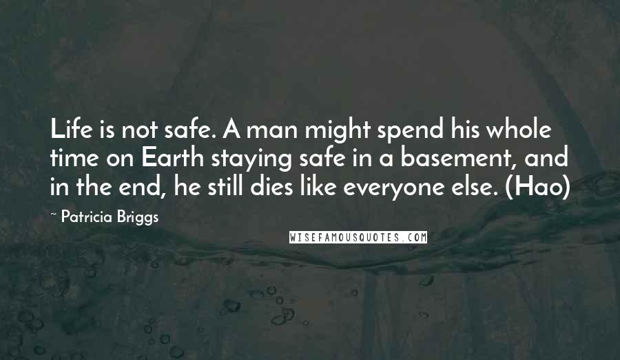 Patricia Briggs Quotes: Life is not safe. A man might spend his whole time on Earth staying safe in a basement, and in the end, he still dies like everyone else. (Hao)