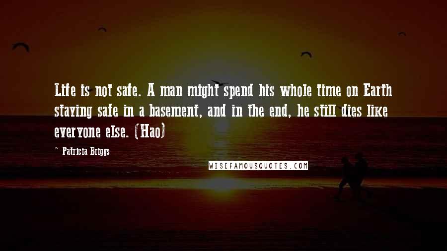 Patricia Briggs Quotes: Life is not safe. A man might spend his whole time on Earth staying safe in a basement, and in the end, he still dies like everyone else. (Hao)