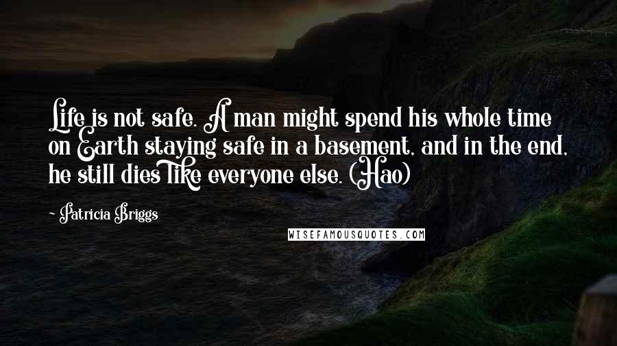 Patricia Briggs Quotes: Life is not safe. A man might spend his whole time on Earth staying safe in a basement, and in the end, he still dies like everyone else. (Hao)