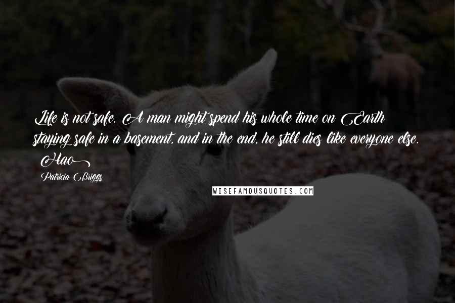 Patricia Briggs Quotes: Life is not safe. A man might spend his whole time on Earth staying safe in a basement, and in the end, he still dies like everyone else. (Hao)