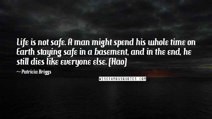 Patricia Briggs Quotes: Life is not safe. A man might spend his whole time on Earth staying safe in a basement, and in the end, he still dies like everyone else. (Hao)