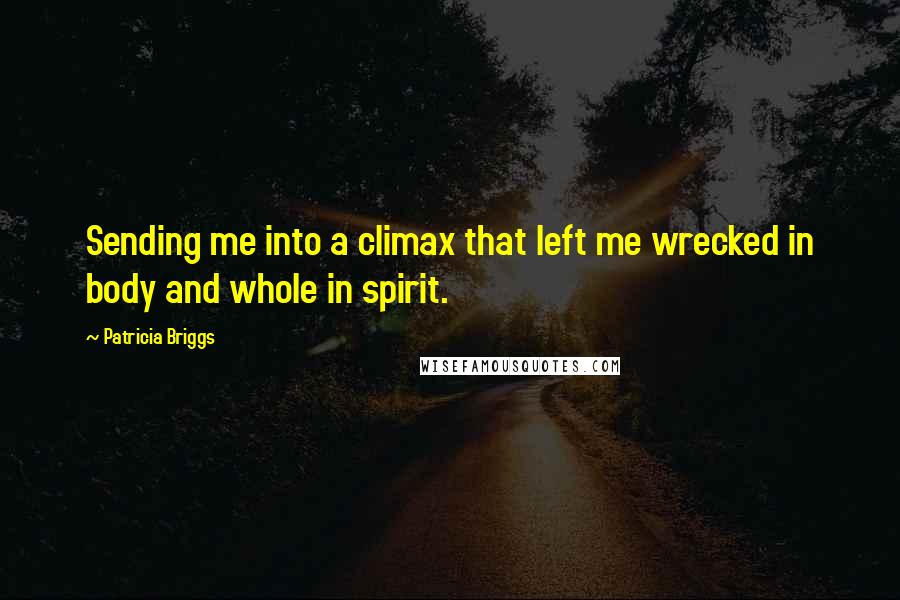 Patricia Briggs Quotes: Sending me into a climax that left me wrecked in body and whole in spirit.