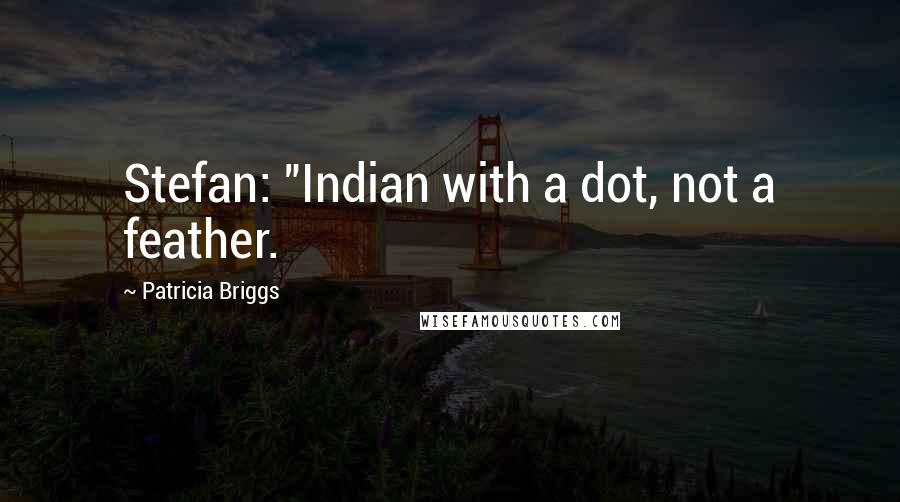 Patricia Briggs Quotes: Stefan: "Indian with a dot, not a feather.