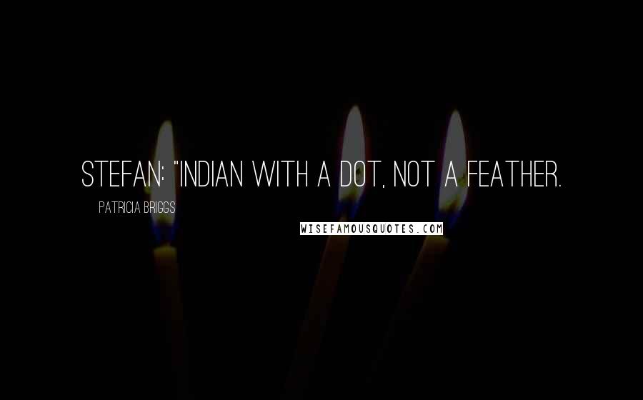 Patricia Briggs Quotes: Stefan: "Indian with a dot, not a feather.